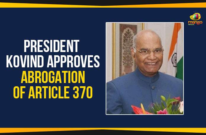 President Kovind Approves Abrogation Of Article 370