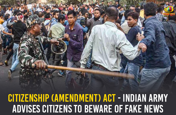 Citizenship (Amendment) Act – Indian Army Advises Citizens To Beware Of Fake News