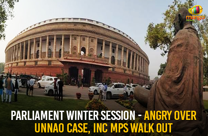 Parliament Winter Session – Angry Over Unnao Case, INC MPs Walk Out
