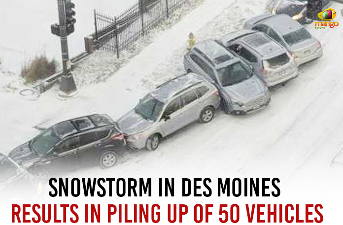 Snowstorm In Des Moines Results In Piling Up Of 50 Vehicles