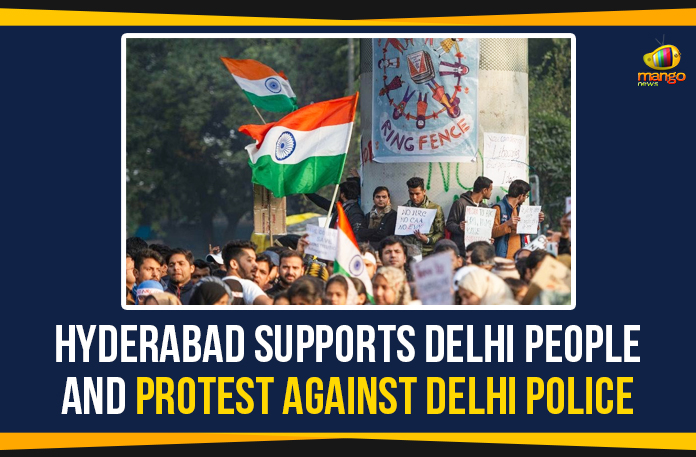 Hyderabad Supports Delhi People And Protest Against Delhi Police