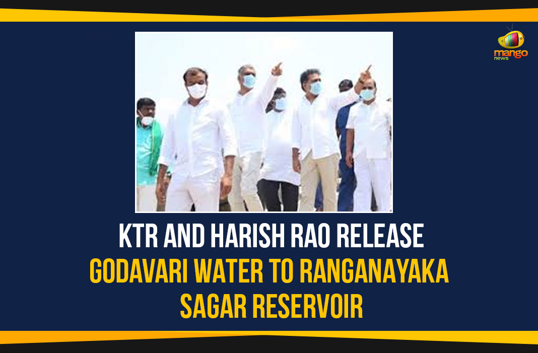 KTR And Harish Rao Release Godavari Water To Ranganayaka Sagar Reservoir