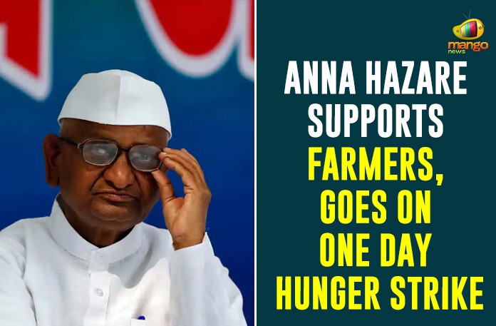 Anna Hazare Supports Farmers, Goes On One Day Hunger Strike,Anna Hazare On Day-long Hunger Strike To Support Farmers Demanding Repeal Of Agri Laws,Anna Hazare Sits On Hunger Strike To Support Farmers,Bharat Bandh,Social Activist Anna Hazare On Day-long Hunger Strike To Support Farmers,Anna Hazare On Hunger Strike,Strike To Support Farmers,Anna Hazare,Farm Bills,Farmers,Bharat Bandh,Kisan,Farmers Protests,Strike,Hunger Strike By Anna Hazare,Farmer Protests Support,Anna Hazare Sits On Hunger Strike To Support Farmers,Mango News