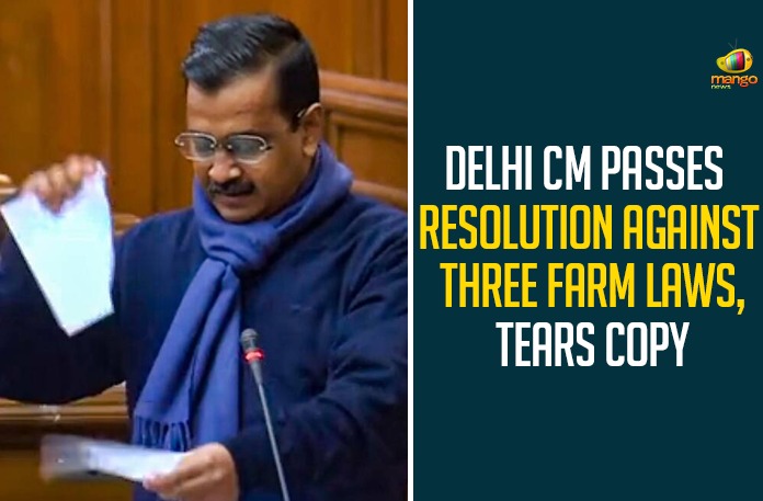 Delhi CM Passes Resolution Against Three Farm Laws, Tears Copy