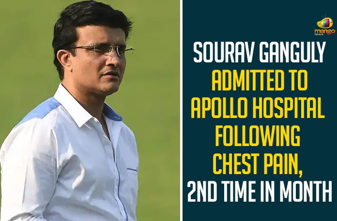 Sourav Ganguly Admitted To Apollo Hospital Following Chest Pain, 2nd Time In Month