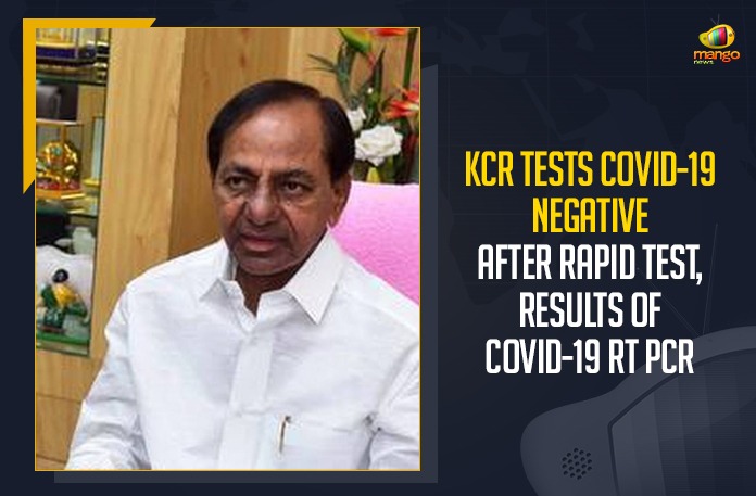 CM KCR’s Covid Rapid Test Result Came Negative, CM tests -ve in rapid antigen, COVID, KCR Covid Rapid Test Result Came Negative, KCR tests negative for COVID-19, KCR’s Covid Rapid Test Result Came Negative, Mango News, RTPCR Test Results will be known Tomorrow, Telangana CM KCR tests negative, Telangana CM KCR tests negative for COVID-19, Telangana CM tests negative, Telangana CM tests negative for Covid