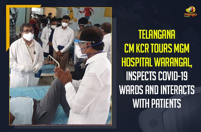Telangana CM KCR Tours MGM Hospital Warangal, CM KCR Inspects COVID-19 Wards And Interacts With Patients, Latest Breaking News 2021, Latest Health Bulletin, Mango News, Telangana CM KCR Tours , CM KCR Tours MGM Hospital Warangal, COVID-19 Wards in MGM Hospital Warangal, MGM Hospital Warangal, COVID- 19 Situation at MGM Hospital, Chief Minister K. Chandrashekar Rao, Warangal's MGM Hospital, Telangana Health Ministry, COVID-19 Treatment Updates, Telangana Breaking News, Telangana Coronavirus Updates