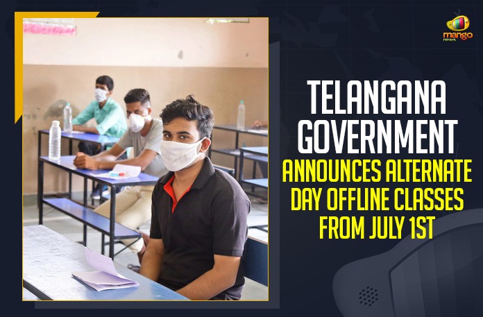 classes for Intermediate first and second year, educational institutions, Mango News, Offline Classes In Educational Institutions, TBIE, Telangana, Telangana Board of Intermediate Education, Telangana Education Department, Telangana Government Announces Alternate Day, Telangana Government Announces Alternate Day Offline Classes From July 1st, Telangana State BIE