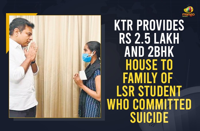 KTR Provides Rs 2.5 Lakh And 2BHK House To Family Of LSR Student Who Committed Suicide