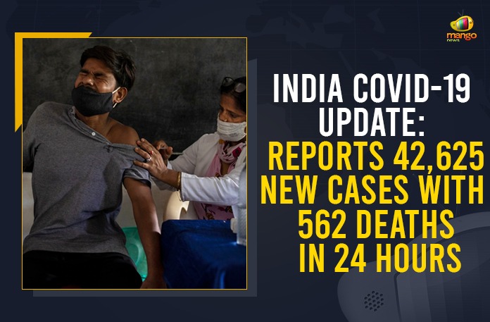India COVID-19 Update: Reports 42,625 New Cases With 562 Deaths In 24 Hours