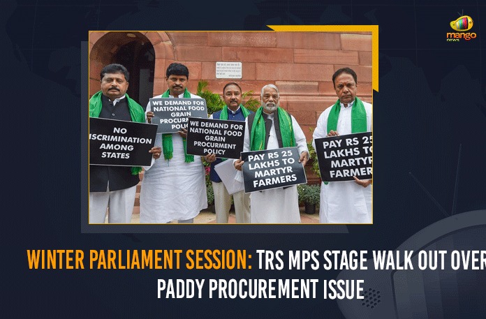 Winter Parliament Session: TRS MPs Stage Walk Out Over Paddy Procurement Issue
