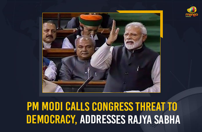 PM Modi Calls Congress Threat To Democracy, Addresses Rajya Sabha