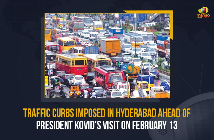 Traffic Curbs Imposed In Hyderabad Ahead Of President Kovid's Visit On February 13, Traffic Curbs Imposed In Hyderabad, President Kovid's Visit On February 13, Traffic Curbs Imposed In Hyderabad Ahead Of President Kovid's Visit, Ram Nath Kovind's visit to Hyderabad, Ram Nath Kovind, President Ram Nath Kovind, President Ram Nath Kovind's Visit On February 13, Ramanujacharya Millennial Celebrations, Ramanujacharya Millennial Celebrations In Muchintal, Ramanujacharya Millennial Celebrations In Telangana, Statue of Equality, Statue Of Equality Event, Statue Of Equality Event In Shamshabad, Statue Of Equality Event In Telangana, Statue Of Equality Event Latest News, Statue Of Equality Event Latest Updates, Statue Of Equality Event Live Updates, Sri Ramanuja Jeeyar Ashram in Muchintal, Sri Ramanuja Jeeyar Ashram, President of India, President of India Ram Nath Kovind, Mango News,