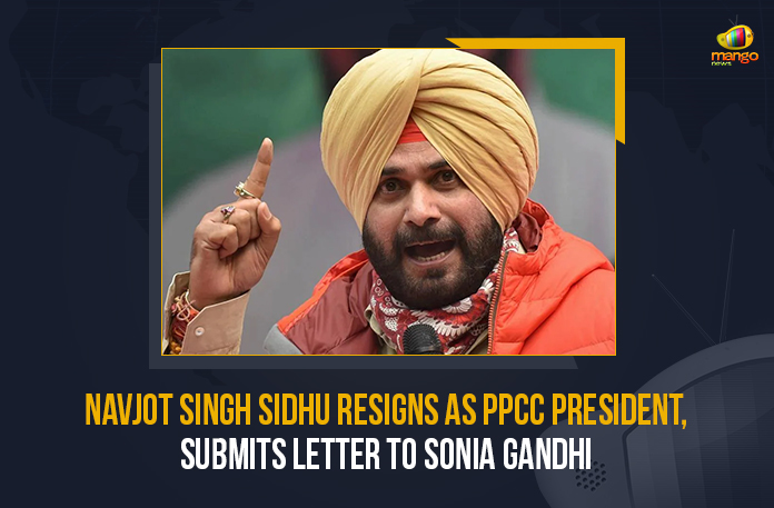 Navjot Singh Sidhu Resigns As PPCC President, Submits Letter To Sonia Gandhi