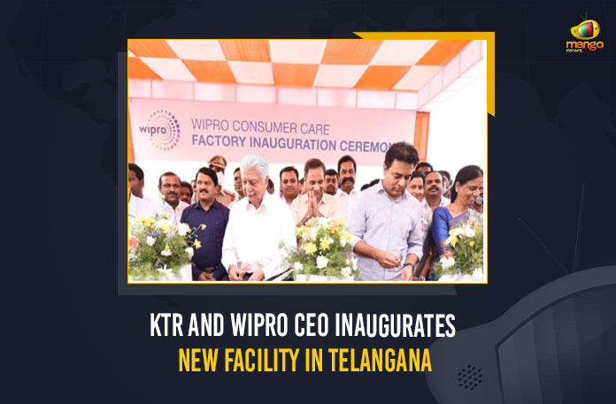 KTR And Wipro CEO Inaugurates New Facility In Telangana, Consumer Care & Lighting company inaugurated its new factory on the 5th of April, Wipro Consumer Care inaugurates its factory in Hyderabad, KTR inaugurates Wipro New factory, Wipro New factory, KT Rama Rao launched Wipro Consumer Care and Lighting in Maheshwaram, Wipro Consumer Care and Lighting in Maheshwaram, Wipro Consumer Care, Wipro Lighting, Wipro will continue to invest in Telangana, Founder Chairman of Wipro Azim Premji, Founder Chairman of Wipro Azim Premji Says Wipro will continue to invest in Telangana, Wipro Consumer Care Latest News, Wipro Consumer Care Latest Updates, Wipro Consumer Care Live Updates, Telangana Minister KTR, KTR, Minister KTR, KT Rama Rao, Minister of Municipal Administration and Urban Development of Telangana, KT Rama Rao Minister of Municipal Administration and Urban Development of Telangana, KT Rama Rao Information Technology Minister, Mango News,