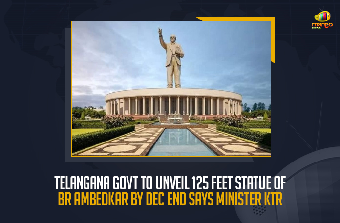 Telangana Govt To Unveil 125 Feet Statue Of BR Ambedkar By Dec End Says Minister KTR, Telangana Govt To Unveil 125 Feet Statue Of BR Ambedkar By Dec End, 125 Feet bronze Statue Of BR Ambedkar, Minister KTR Says Telangana Govt To Unveil 125 Feet Statue Of BR Ambedkar By Dec End, 125 Feet Statue Of BR Ambedkar, 125-feet tall Ambedkar bronze statue, 125-feet tall Ambedkar bronze statue At Hussainsagar, 125-feet height statue of Dr B R Ambedkar statue at Hussainsagar, Ambedkar bronze statue Latest News, Ambedkar bronze statue Latest Updates, Ambedkar bronze statue Live Updates, Ambedkar 131st birth anniversary, Ambedkar birth anniversary News, Ambedkar birth anniversary Latest News, Ambedkar birth anniversary Latest Updates, Ambedkar birth anniversary Live Updates, Telangana Minister KTR, Minister KTR, KT Rama Rao, Minister of Municipal Administration and Urban Development of Telangana, KT Rama Rao Minister of Municipal Administration and Urban Development of Telangana, KT Rama Rao Information Technology Minister, Mango News,