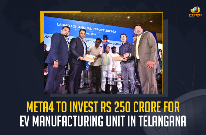 META4 To Invest Rs 250 Crore For EV Manufacturing Unit In Telangana Enters India, United Arab Emirates based company named META4 announced to establish an electric two-wheeler manufacturing unit in Hyderabad, META4 announced to establish an electric two-wheeler manufacturing unit in Hyderabad, United Arab Emirates based company named META4, electric two-wheeler manufacturing unit, META4 said to invest Rs 250 crores for the unit in Zaheerabad, TRS would provide 15 acres of subsidized land in the national investment and manufacturing zone at Zaheerabad, national investment and manufacturing zone at Zaheerabad, EV Manufacturing Unit In Telangana, META4 EV Manufacturing Unit, EV Manufacturing Unit, EV 2-Wheeler unit, management team of Volty Energy signed a Memorandum of Understanding in the presence of KT Rama Rao, management team of Volty Energy signed a MoU in the presence of KT Rama Rao, META4 EV Manufacturing Unit News, META4 EV Manufacturing Unit Latest News, META4 EV Manufacturing Unit Latest Updates, META4 EV Manufacturing Unit Live Updates, Mango News,
