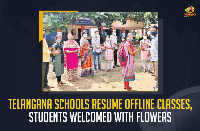 Telangana Schools Resume Offline Classes, Students Welcomed With Flowers