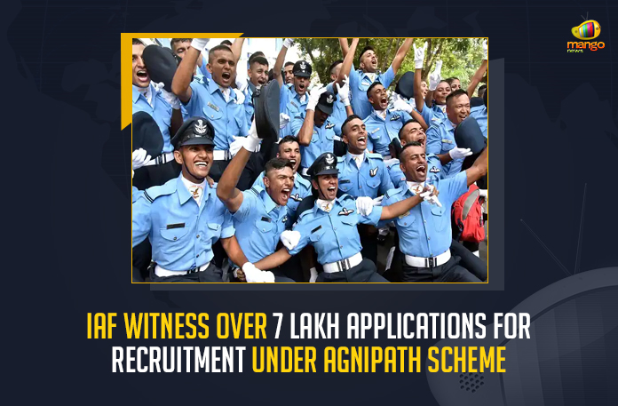 Indian Air Force Witness Over 7 lakh Applications For Recruitment Under Agnipath Scheme, IAF Witness Over 7 lakh Applications For Recruitment Under Agnipath Scheme, 7 lakh Applications For Recruitment Under Agnipath Scheme, IAF Witness Over 7 lakh Applications, Indian Air Force, Recruitment Under Agnipath Scheme, Agnipath Protests Live Updates, Agnipath Issue, Agnipath Protests, Agnipath protest, Agnipath Scheme, Agnipath Scheme Updates, Agnipath, Agnipath Protests Highlights, #AgnipathScheme, #AgnipathRecruitmentScheme, #AgnipathSchemeProtest, #Agnipath, Agnipath IAF Recruitment Scheme News, Agnipath IAF Recruitment Scheme Latest News, Agnipath IAF Recruitment Scheme Latest Updates, Agnipath IAF Recruitment Scheme Live Updates, Mango News,