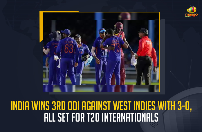 India Wins 3rd ODI Against West Indies With 3-0, All Set For T20 Internationals