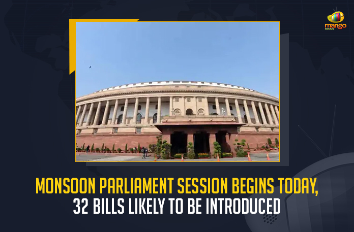 Monsoon Parliament Session Begins Today 32 Bills Likely To Be Introduced In Session, Parliament Monsoon Session Begins Likely to Introduce 32 Bills, Parliament Monsoon Session Likely to Introduce 32 Bills, Parliament Monsoon Session Begins, Parliament Monsoon Session Starts Toady, Parliament Monsoon Session, Centre is all set to introduce 32 Bills during the Monsoon Session of Parliament, Monsoon Session of Parliament, Centre is all set to introduce 32 Bills, Cantonment Bill, the Multi-State Cooperative Societies Bill, Amendment Bill, Monsoon Session, Parliament, Parliament Monsoon Session News, Parliament Monsoon Session Latest News, Parliament Monsoon Session Latest Updates, Parliament Monsoon Session Live Updates, Mango News,