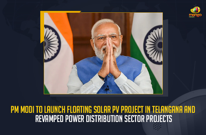 PM Modi To Launch Floating Solar PV Project In Telangana And Revamped Power Distribution Sector Projects, Modi To Launch Floating Solar PV Project In Telangana And Revamped Power Distribution Sector Projects, PM Modi To Launch Revamped Power Distribution Sector Projects, Floating Solar PV Project In Telangana, Telangana Floating Solar PV Project, Floating Solar PV Project, 100 MW floating solar PV project, 100 MW Ramagundam project in Telangana is India largest floating solar PV project with 4.5 lakh Made in India solar PV modules, India's largest floating solar PV project, Floating Solar Photovoltaic Project of MNTPC, power plant is planted at Ramagundam Telangana, Floating Solar PV Project News, Floating Solar PV Project Latest News, Floating Solar PV Project Latest Updates, Floating Solar PV Project Live Updates, Mango News,