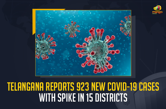 Telangana Reports 923 New COVID-19 Cases With Spike In 15 Districts, Telangana, Telangana Covid-19, 739 Recoveries Reported on Telangana July 29th, 923 new Covid-19 cases In Telangana, Telangana Covid-19 Updates, Telangana Covid-19 Live Updates, Telangana Covid-19 Latest Updates, Coronavirus, Coronavirus Breaking News, Coronavirus Latest News, COVID-19, Telangana Coronavirus, Telangana Coronavirus Cases, Telangana Coronavirus Deaths, Telangana Coronavirus New Cases, Telangana Coronavirus News, Telangana New Positive Cases, Total COVID 19 Cases, Coronavirus, COVID-19, Covid-19 Updates in Telangana, Telangana corona district wise cases, Telangana coronavirus cases district wise, Mango News,