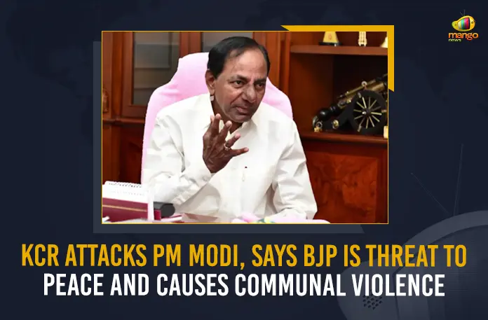 KCR Attacks PM Modi Says BJP Is Threat To Peace And Causes Communal Violence, KCR Says BJP Is Threat To Peace And Causes Communal Violence, BJP Is Threat To Peace And Causes Communal Violence, Telangana CM KCR Attacks PM Modi, CM KCR Attacks PM Modi, KCR Attacks PM Modi, KCR took a dig at the Central Government, BJP Is Threat To Peace, BJP Causes Communal Violence, Bharatiya Janata Party, Azadi Ka Amrit Mahotsav, KCR Attacks PM Modi News, KCR Attacks PM Modi Latest News, KCR Attacks PM Modi Latest Updates, KCR Attacks PM Modi Live Updates, Mango News,