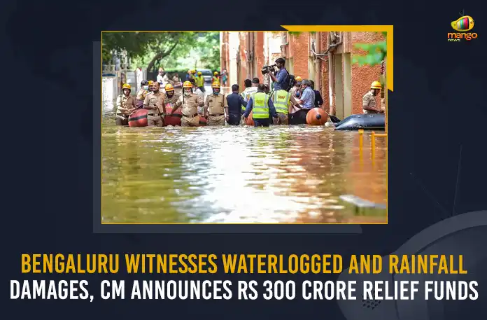 Bengaluru Witnesses Waterlogged And Rainfall Damages Cm Announces Rs 300 Crore Relief Funds, Bengaluru Witnesses Waterlogged, Bengaluru Rainfall Damages, Bengaluru Rains, Mango News, Mango News Telugu, Karnataka Govt Releases 300 Crore, Bengaluru Rain Live Updates, CM Announces 300Cr Relief Fund, Basavaraj Bommai Releases 300Cr Relief Fund, Karnataka Chief Minister Basavaraj Bommai , Karnataka CM Basavaraj Bommai, Karnataka Floods