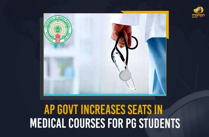 AP Govt Increases Seats In Medical Courses For PG Students, AP Govt, AP Medical Courses, AP Increases Seats In Medical Courses, Mango News,Mango News Telugu, Medical Courses For PG Students, PG Students AP Govt, AP Govt PG Students, Medical PG Students, Medical Courses For PG Students, AP Govt Latest News And Updates, AP CM YS Jagan Mohan Reddy, YS Jagan News And Live Updates, YSR Congress Party, Andhra Pradesh News And Updates, AP Politics, Janasena Party, TDP Party, YSRCP, Political News And Latest Updates