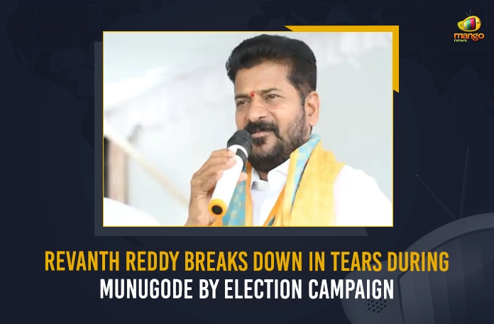 Revanth Reddy Breaks Down In Tears During Munugode By Election Campaign, PCC Chief Revanth Reddy, Revanth Reddy Emotional During Campaign, Munugode By-poll TPCC Chief Revanth Reddy Campaign, Mango News, Mango News Telugu, Mango News, Mango News Telugu, Telangana Chief Bandi Sanjay Kumar, Telangna BJP Party, YSRTP , Munugode By Polls, Munugode Election Schedule Release, Munugode Election, Munugode Election Latest News And Updates, Munugode By-poll, BRS Party, Prajashanti Party