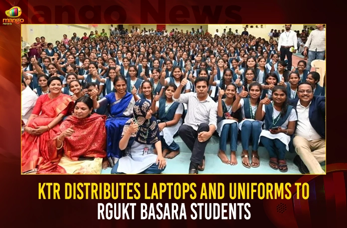 KTR Distributes Laptops And Uniforms To RGUKT Basara Students,KTR Laptops Distribution,RGUKT Basara,RGUKT KTR Laptops Distribution,Mango News,Mango News Telugu,CM KCR News And Live Updates, Telangna Congress Party, Telangna BJP Party, YSRTP,TRS Party, BRS Party, Telangana Latest News And Updates,Telangana Politics, Telangana Political News And Updates,Telangana Minister KTR,RGUKT Latest News and Updates,Rajiv Gandhi University of Knowledge Technologies