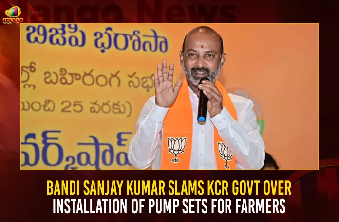 Bandi Sanjay Kumar Slams KCR Govt Over Installation Of Pump Sets For Farmers