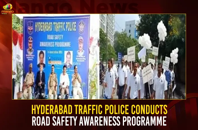 Hyderabad Traffic Police Conducts Road Safety Awareness Programme,Hyderabad Traffic Police,Road Safety Awareness Programme,Hyderabad Police on Safety Awareness,Mango News,Awareness Programme on Road Safety,Hyderabad Traffic Police News,Hyderabad Police Latest News and Updates,Telangana Latest News,Telangana News Today,Telangana Live News,Telangana Safety Awareness Latest Updates,Traffic Awareness Programme For Students