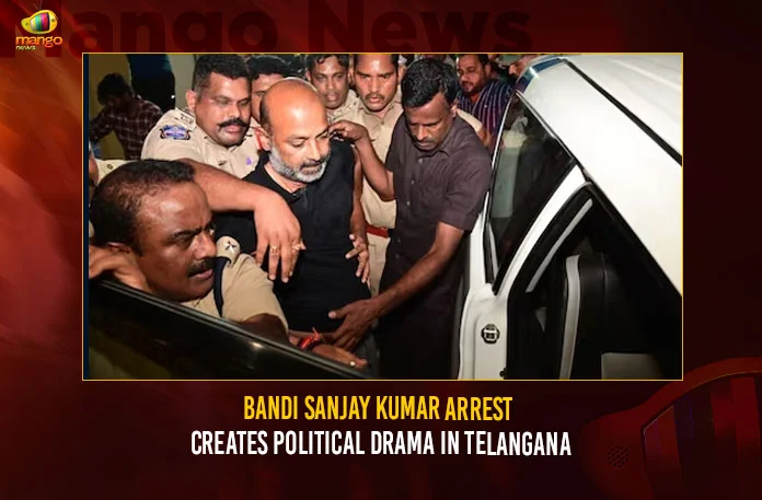 Bandi Sanjay Kumar Arrest Creates Political Drama In Telangana,Bandi Sanjay Kumar Arrest,Bandi Sanjay Arrest Creates Political Drama,Political Drama In Telangana,Mango News,Another Top BJP Leader Detained Amid Protests,Paper Leak Case,Bandi Sanjay Arrested Over SSC Paper Leak,Telangana BJP Chief Arrested,BJP Leader Slams CM,TSPSC Paper Leak Issue,Telangana TSPSC Office Latest Updates,TSPSC Paper Leak Case News Updates,Bandi Sanjay Kumar Latest News,Bandi Sanjay Kumar Latest Updates,Bandi Sanjay Kumar Live News