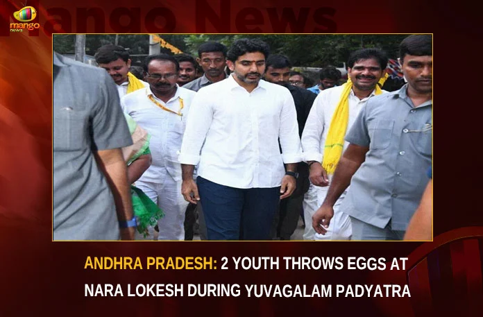 Andhra Pradesh: 2 Youth Throws Eggs At Nara Lokesh During Yuvagalam Padyatra