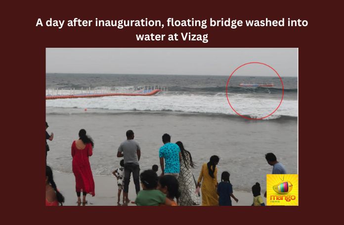 A day after inauguration, floating bridge washed into water at Vizag