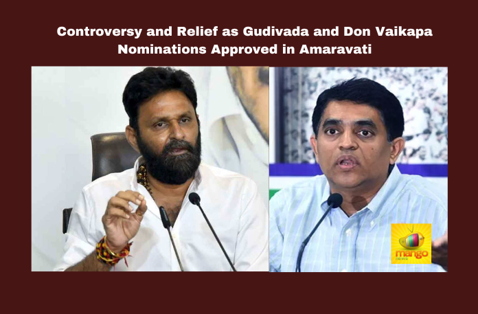 Controversy and Relief as Gudivada and Don Vaikapa Nominations Approved in Amaravati, Controversy and Relief as Gudivada, Don Vaikapa Nominations Approved in Amaravati, Gudivada Controversy, Don Vaikapa Nominations, Amaravati Politics News, Gudivada Politics, Buggana, Kodali Nani, Nomination, Returning Officers, ECI, Elections, Confusion, General Elections, Lok Sabha Elections, AP Live Updates, Andhra Pradesh, Political News, Mango News