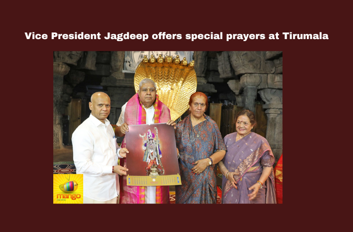 Vice President Jagdeep offers special prayers at Tirumala